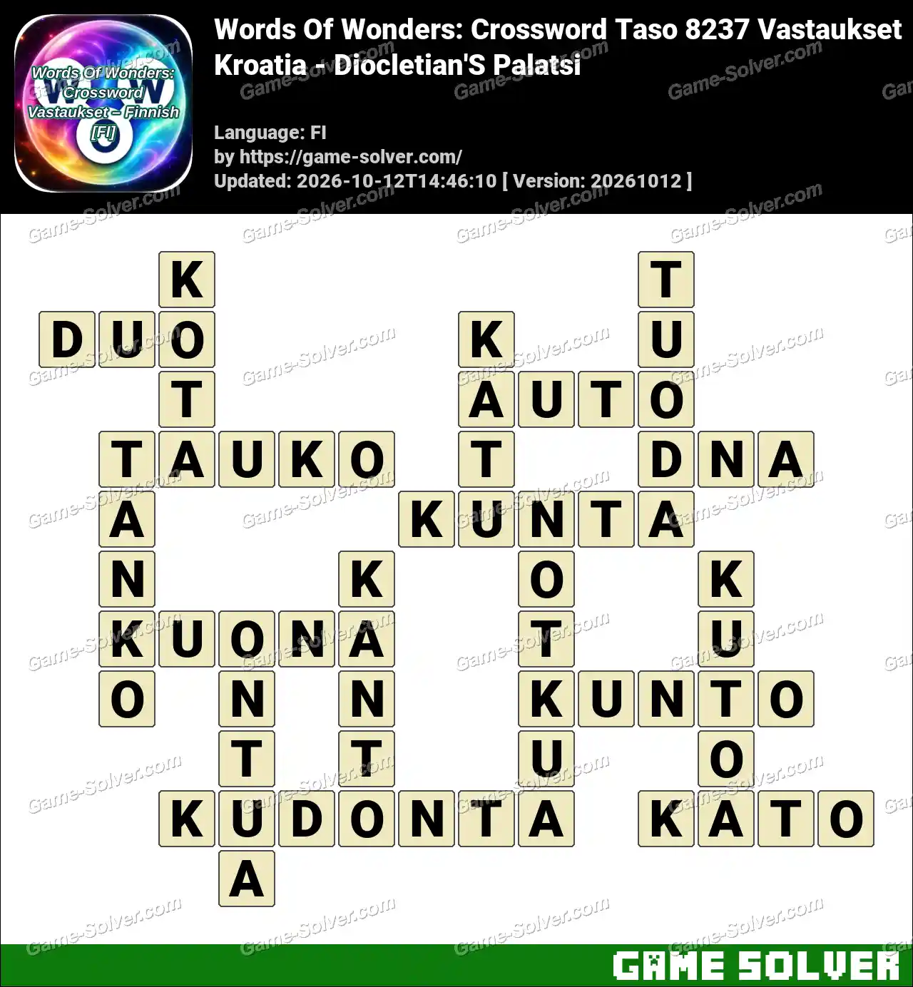 Words Of Wonders: Crossword Taso 8237 Vastaukset – Kroatia – Diocletian’S Palatsi